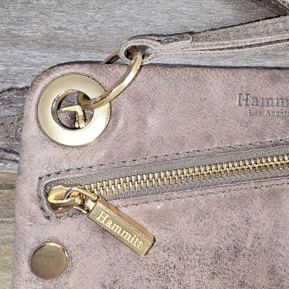 Hammitt Los Angeles Gray Leather Crossbody Clutch Wristlet Purse Pewter Nash - Picture 2 of 9